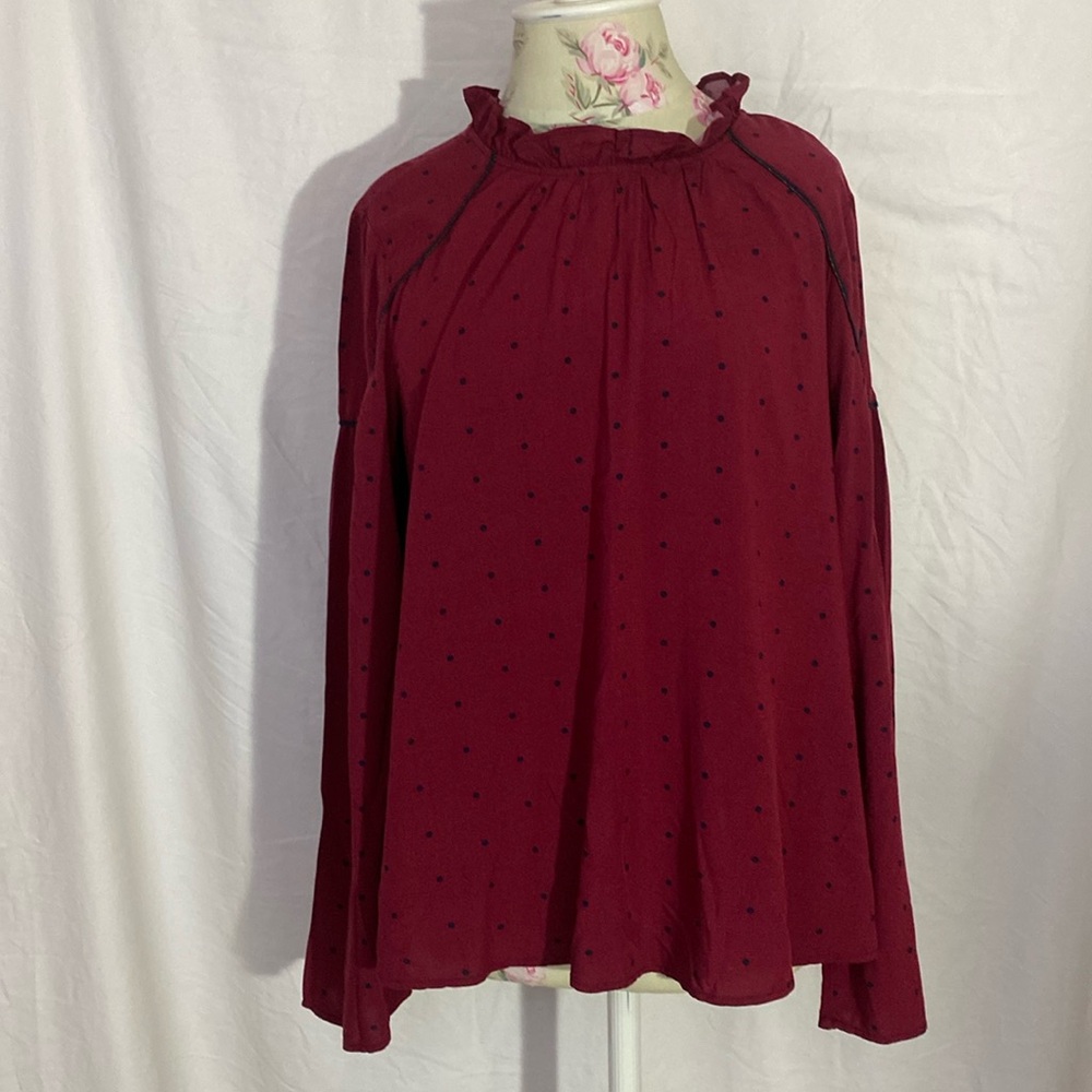 Crown & Ivy Cranberry Lake Adventures Fall Blouse NWT
